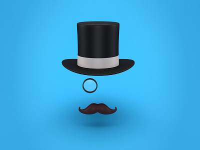 The Invisible Man 3d blue invisble man modeling monocle mustache render stylized top hat