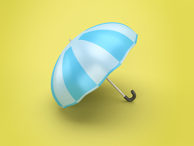 Sunshine on a Rainy Day 3d blue icon modelling render sunshine umbrella yellow