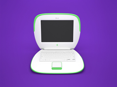 Vintage iBook 3d apple clamshell green ibook icon mac macintosh modeling purple render vintage