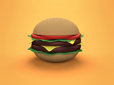 Badass Burger 3d bread burger cheese cheeseburger icon model orange render tomatoes