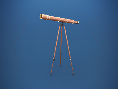 The Nitesight 3000 3d blue copper gold icon lens modeling night sky render sky telescope