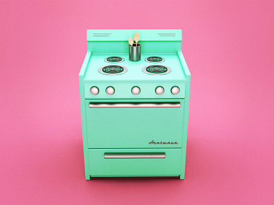 I Got a Heatwave 3d 50s cooking icon modeling oven render retro stove stylized vintage