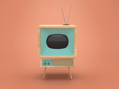 50's Television 3d 50s blue entertainment modeling orange render retro television tv vintage wood