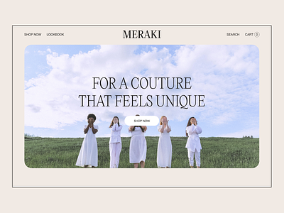Meraki - Haute Couture Shop Concept design ecommerce shop hero section minimal modern typography ui ux webdesign
