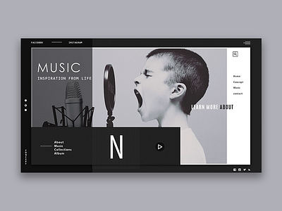 Music2 black concept design interface music pegs ui ux web white