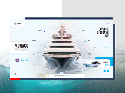 Yacht clean clear design desktop digital free interface minimal rent service site store ui ux web white yacht