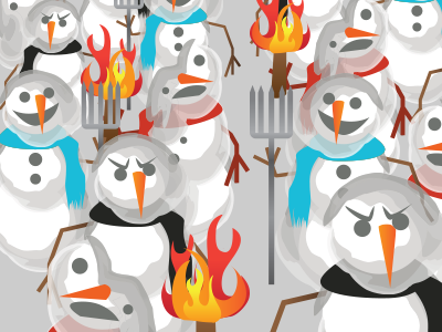Snow Goon Army army game global game jam goon illustration melt pitchfork snow snowmen torch