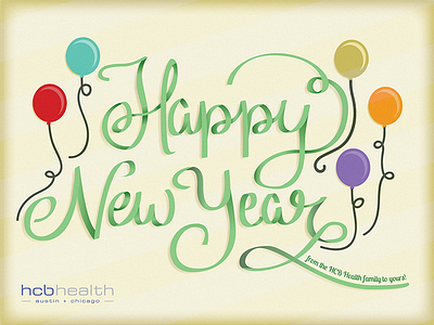 HCB Health New Years balloons handlettering hcb health illustration lettering new year ribbon