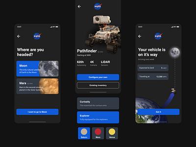 Pathfinder - Experience Space Exploration components design e commerce exploration iot lidar mobile nasa space status tracker ui ux vehicle