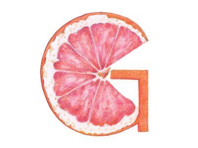 G is for Grapefruit colored pencils fruit hand drawn handlettered handlettering healthy illustration kids illustration typography typography art typography design typography fruit