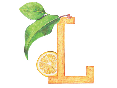 L is for Lemon colored pencils fruit fruit letter hand drawn hand rendered hand rendered type handlettering healthy kids illustration typography typography art