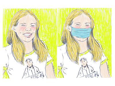 Staying Safe and Smiling children covid covid prevention illustration masks procreate