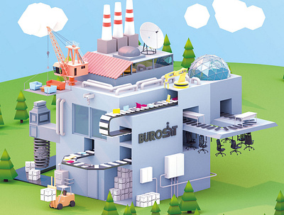 Isometric Factory 3d art cinema4d colorful factory illustration isometric lowpoly