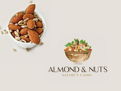 Almond and Nuts Logo almonds basket creative nature logo walnuts