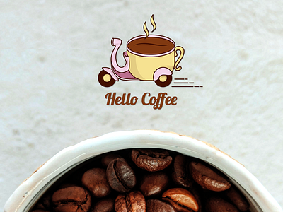 Hello Coffee Logo coffee coffee logo coffee shop delivery hello home delivery online cafe