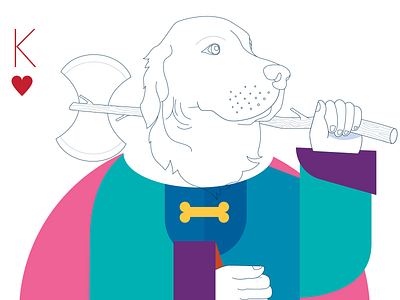 King Henri color design dog dog art dogs flat graphic design illustration instagram pastel playing cards puppies royalty vector