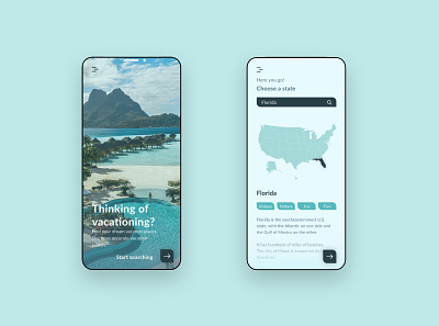Vacationing App Design adobe xd mobile app state traveling ui design ui ux ux design vacation