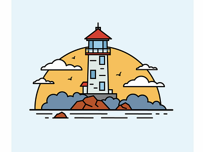 Light House art beach cloud dhygraphic flat flat illustration graphic graphic design house illustration illustrator light house practice sea sunset vector vector art