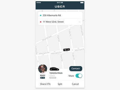 Uber Mute app button car clean concept driver interface mobile mute uber ui ux