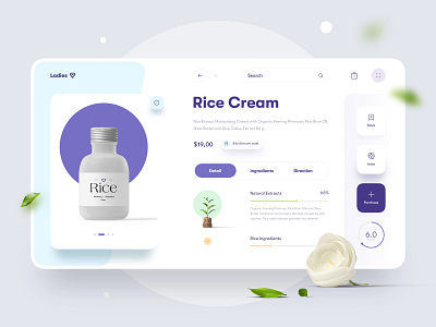 Ladies | Beauty Store Website | Product Page app beauty cart clean concept interface item minimal product progress rice search shop store tab typography ui ux web website