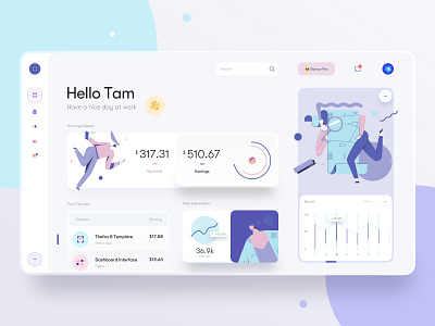 Interface Dashboard v2.1 app app design chart clean dashboard earning graphics icons illustration interface message minimal money product profile statement ui ux web website