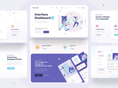 Interface Dashboard Builder - Landing Page app builder card chart clean dashboard earning features icons illustration interface landing landing page minimal statement ui ux web web design website