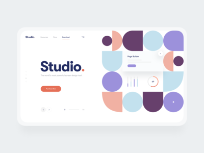 Minimal Hero Concept for Studio App app button call to action clean color palette concept cta fonts geometry hero interface minimal navigation product design shapes typography ui ui design ux website
