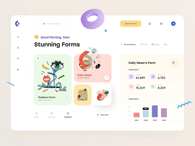 Havana: Forms 3d 3d illustration app app design card chart clean dashboard form illustration illustrations impressions minimal statements ui ui design ux ux design web website