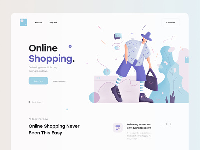 Online Shopping 🛍 call to action chat color icon illustration illustrator landing page man minimal online shopping procreate product design shopping ui ui design ux ux design web web design website