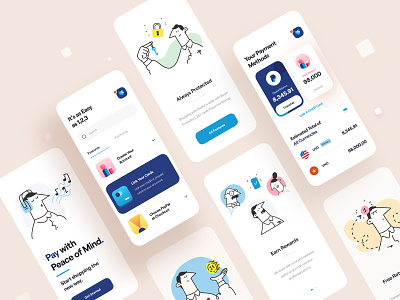 Paypal - Mobile App animation app card character clean concept illustration interaction interactive minimal mobile mobile app money payment paypal ui ui design ux ux design web