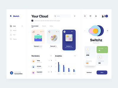 Cloud 3d 3d icon analytics card clean cloud color dashboard icloud icon menu minimal navigation reminders task ui ui design ui kit ux ux design