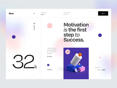 Blurr. Series - Animation 3d 3d illustration animated animation app blur clean gradient interaction minimal news typography ui ui design ui kit ui8 ux ux design web website