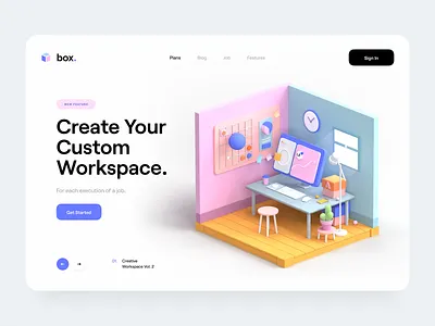 Box. 3d 3d design 3d illustration 3d object app board box color creative designer desktop hero header typography ui ui design ux ux design web website workspace