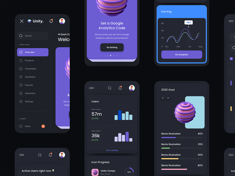 Unity Dashboard Kit – Mobile Version by Tran Mau Tri Tam for UI8 on ...