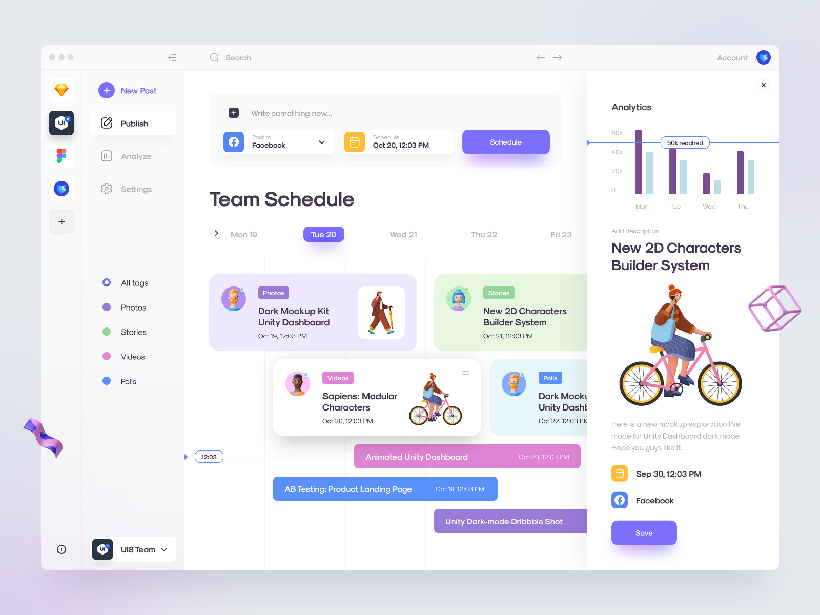 SMM Social Media Management App UI by Tran Mau Tri Tam for UI8 on