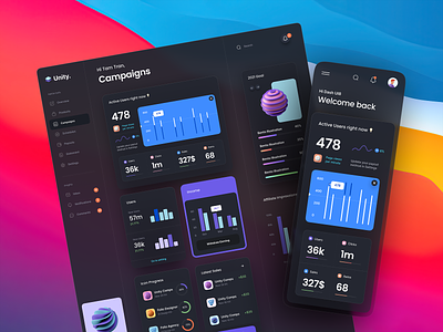 Unity Dashboard Kit – Dark mode