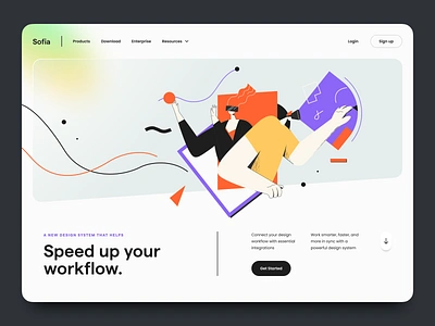 Sofia – Hero Header Exploration character clean color design system glass gradient hero header human illustration landing page minimal navigation typography ui ui design ux ux design web web design website