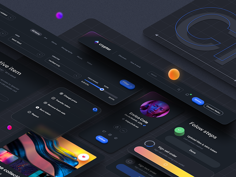 Crypter Component – Dark Theme by Tran Mau Tri Tam for UI8 on Dribbble