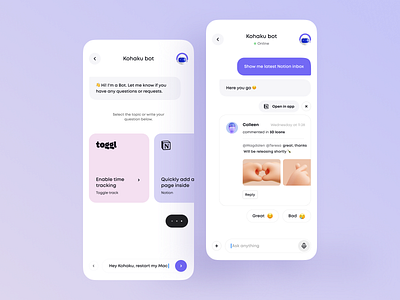 Kohaku Bot - Mobile App by Tran Mau Tri Tam for UI8 on Dribbble