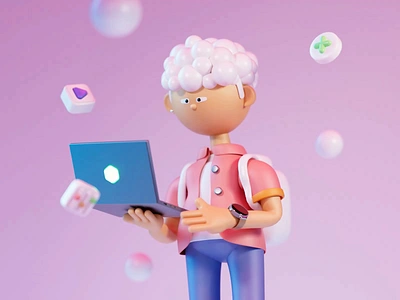 3D character – Mitom 3d 3d character 3d icon 3d illustration animated animation boy business c4d color computer cute hair icon illustration macbook man redshift ui design ui8