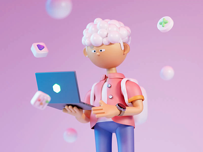 3D character – Mitom 3d 3d character 3d icon 3d illustration animated animation boy business c4d color computer cute hair icon illustration macbook man redshift ui design ui8