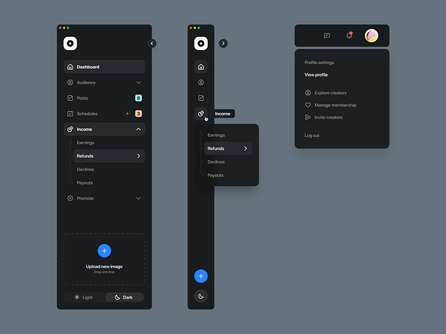 Minimal sidebar navigation for dashboard by Tran Mau Tri Tam on Dribbble