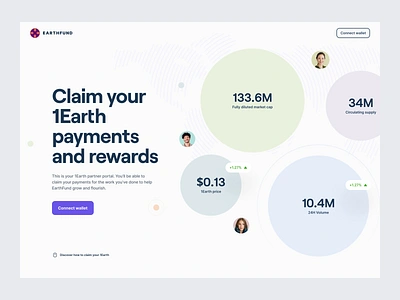 EarthFund dApps – Partner Portal chart clean crypto dapp dapps dashboard earthfund how it work illustration minimal payment portal reward token ui ui design ui8 ux ux design web design