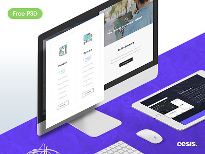 Free PSD Template - Cesis Design for Agency agency web design blog clean layout free download free psd landing page photoshop pricing table psd template ui web design ux ui web design
