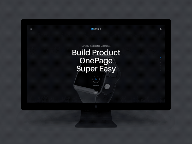 Product One-Page | Hero Header animated cesis dark theme hero header one page product design template wordpress theme