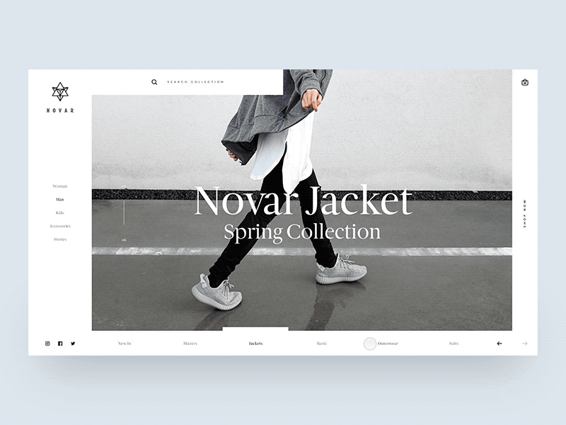 Novar | Collection + Product Page animated animation clean fashion gif interaction minimal product shop slide transition
