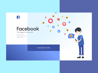 Facebook | Welcome Page banner blue character clean community facebook header illustration redesign simple web concept welcome page