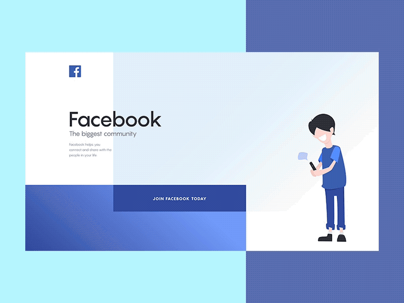 Facebook | Welcome Page - Animation animated animation character clean community facebook illustration reaction redesign simple web concept welcome page