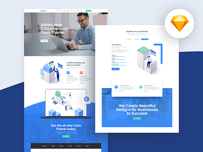 Business Sketch App Template agency blog company contact expertise landing page news portfolio services ui design ui kit user interface
