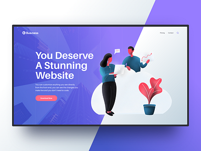 Cesis Business - Bonus Hero Header business city growth header hero header illustration landing page people purple web design website